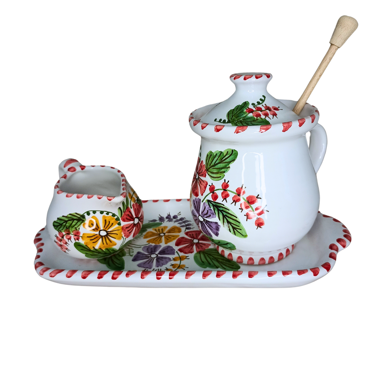 Set ceramică servit ceai/cafea model Flori de Câmp