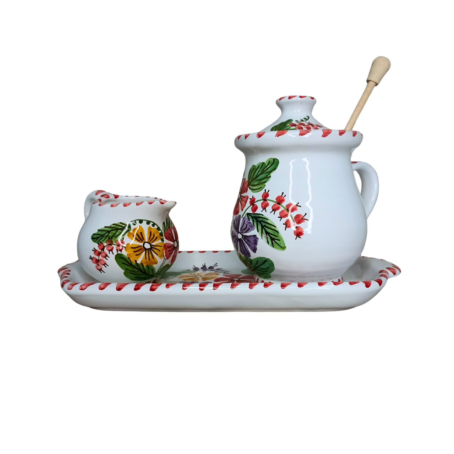 Set ceramică servit ceai/cafea model Flori de Câmp