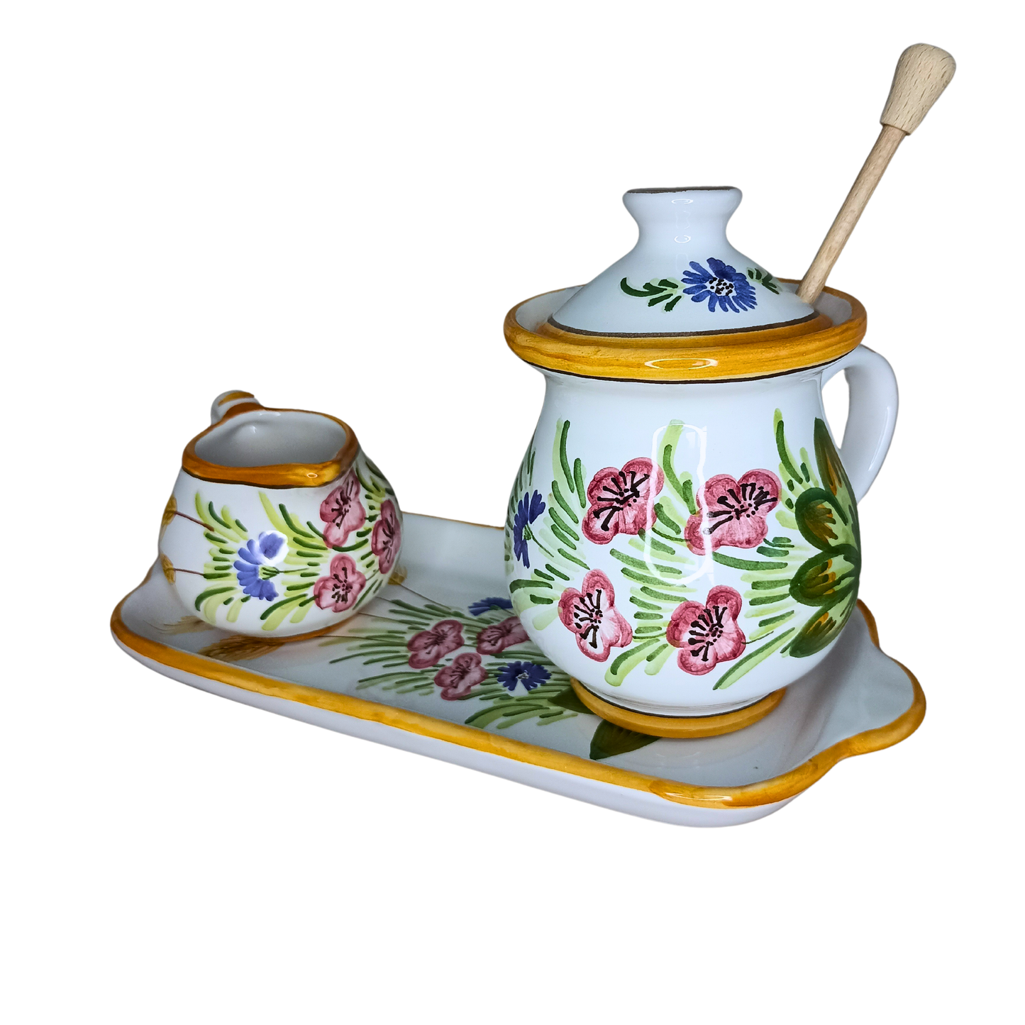 Set ceramică servit ceai/cafea model maci