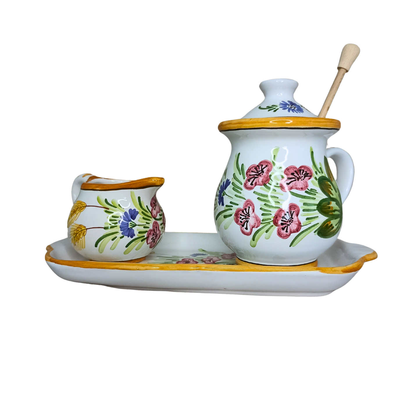 Set ceramică servit ceai/cafea model maci