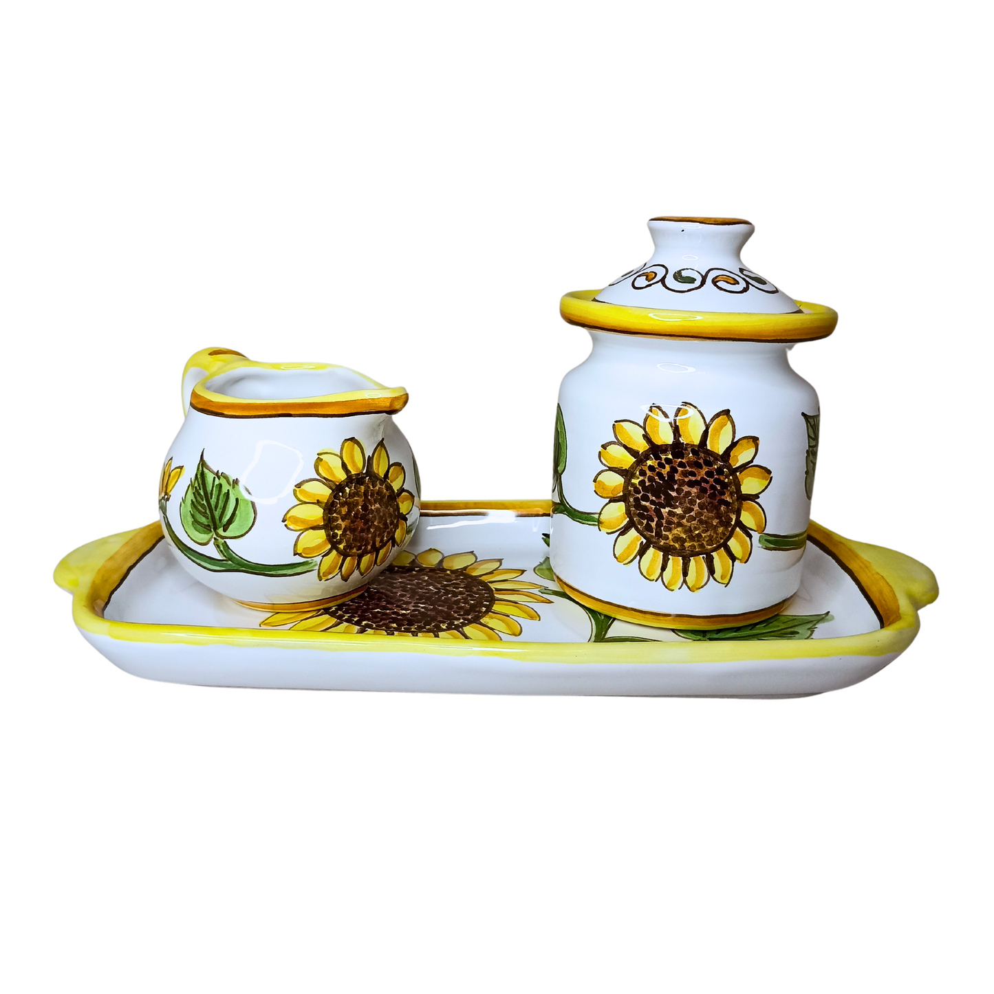 Set ceramică servit ceai/cafea model Floarea Soarelui