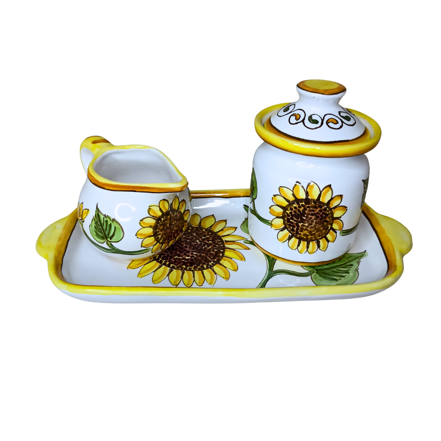 Set ceramică servit ceai/cafea model Floarea Soarelui