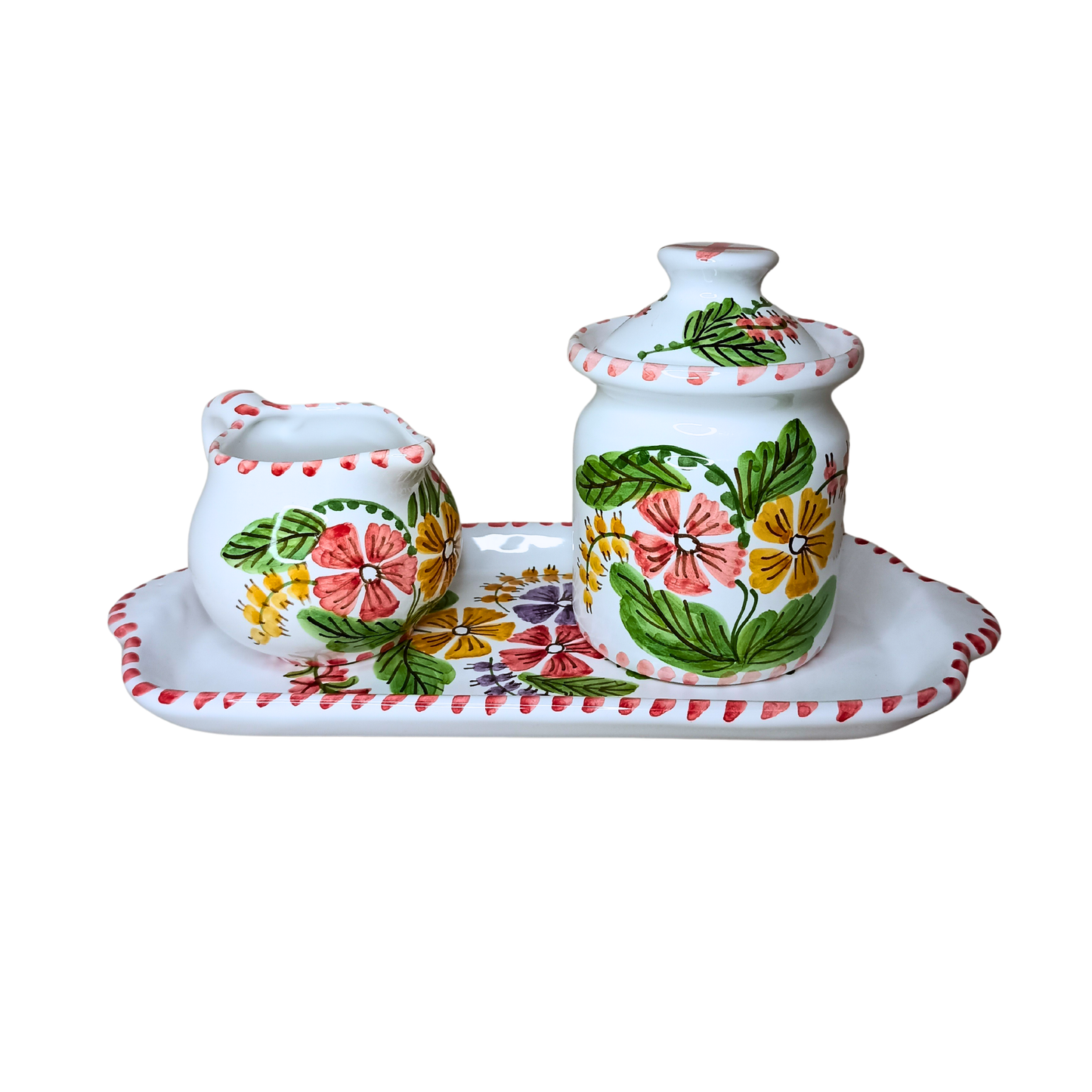 Set ceramică servit ceai/cafea model Flori de Câmp