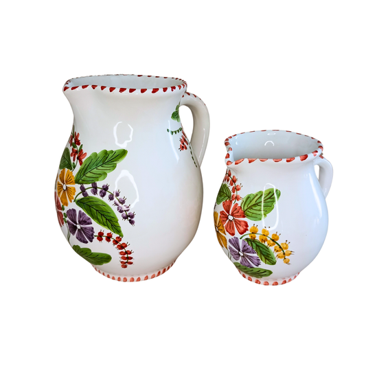 Pachet carafe vin și țuică model Flori de Câmp